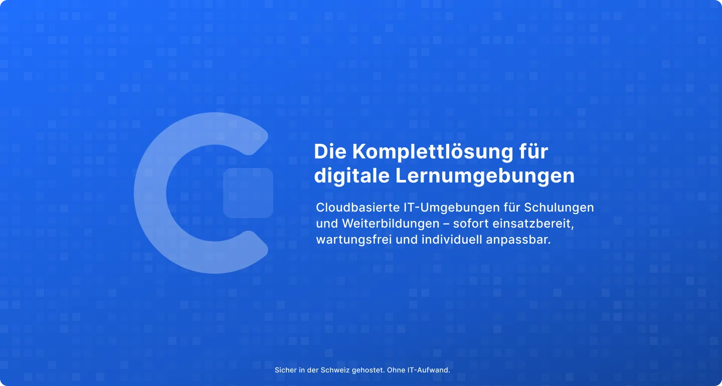 Die Komplettlösung für digitale Lernumgebungen. Cloudbasierte IT-Umgebungen für Schulungen und Weiterbildungen - sofort einsatzbereit, wartungsfrei und individuell anpassbar.